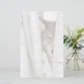 木の後ろのオオカミ(イヌ属ループス) 便箋 (スタンド正面)