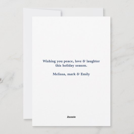 木の後ろの喜びのタイポグラフィ|のクリスマスのラマ シーズンカード (裏面)