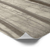 木の後ろの朝の霧が付いているB&Wの森林 ポスター (角)