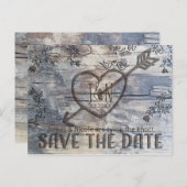 木の愛の鳥に彫られたハート日付以外 案内ポストカード (正面/裏面)