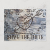 木の愛の鳥に彫られたハート日付以外 案内ポストカード (正面)