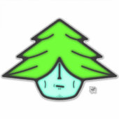 木の戦士(顔のような漫画) v1 シール (正面)