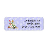 木の戻りラベルの下にサンタとオーストラリアの子犬 ラベル (正面)