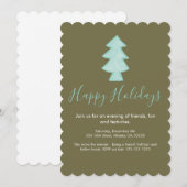 木の手描きホリデーカード招待状 シーズンカード (正面/裏面)