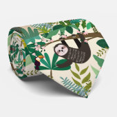 木の手描き柄のスロース男性のネクタイ ネクタイ (ロール)