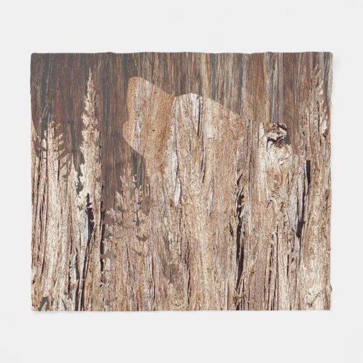 木の手触りで吠える狼 フリースブランケット (正面(横))