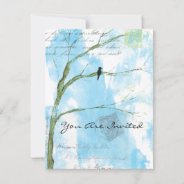 木の抽象芸術のコラージュの招待されられた鳥です 招待状