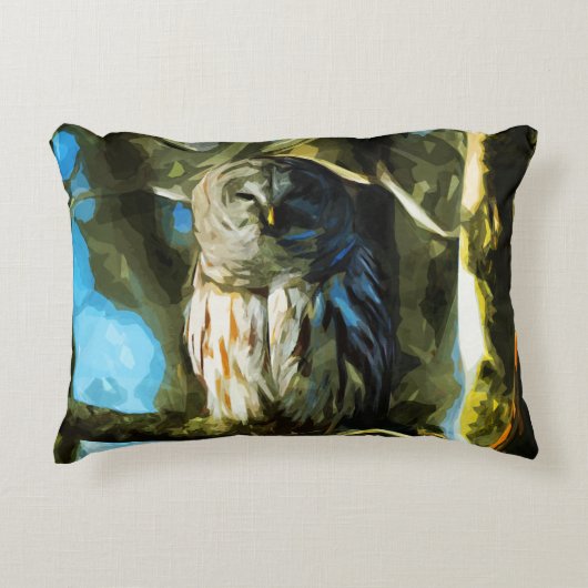 木の抽象芸術の印象主義のアメリカフクロウ アクセントクッション (正面)