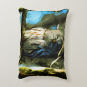 木の抽象芸術の印象主義のアメリカフクロウ アクセントクッション (裏面(縦))