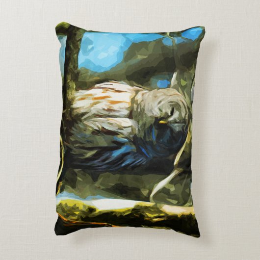 木の抽象芸術の印象主義のアメリカフクロウ アクセントクッション (裏面(縦))