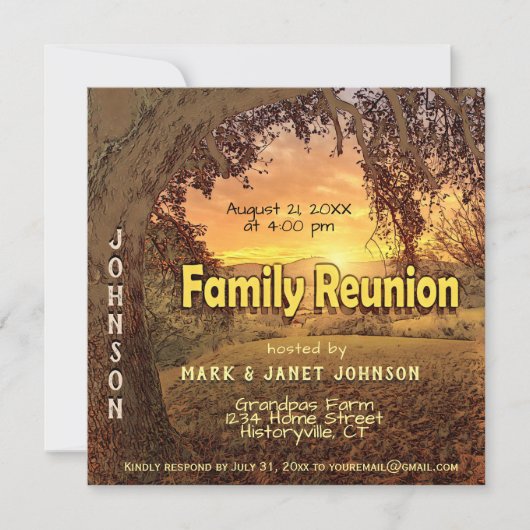 木の招待状との家族会 招待状 (正面)