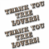 木の文字スタイルサンキューツリー愛好家かわいい シール (正面)