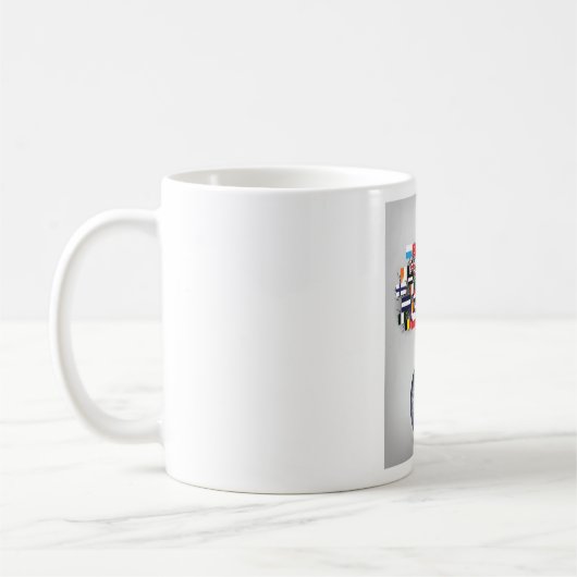 木の旗のマグカップ付き地球儀 コーヒーマグカップ (左)
