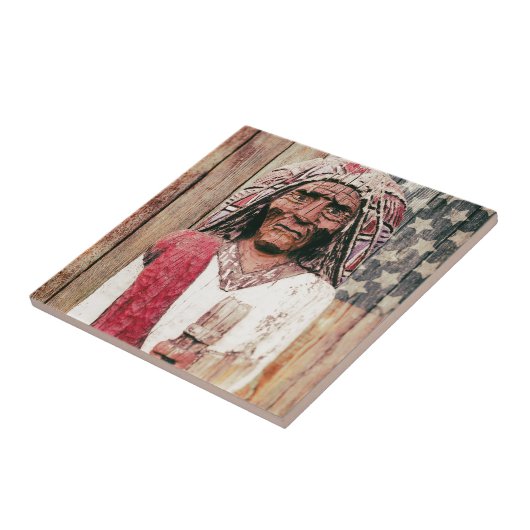 木の旧式なシガー店のインディアン タイル (側面)