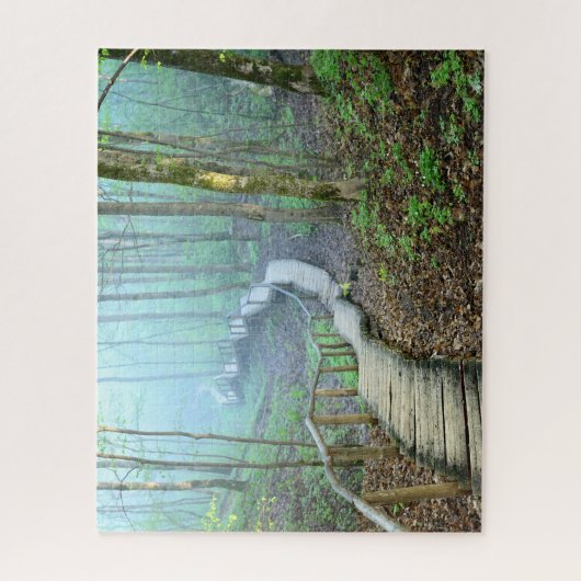 木の曲がりくねった階段,森を抜ける ジグソーパズル (縦)