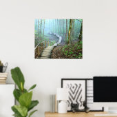 木の曲がりくねった階段，森を抜ける ポスター (ホームオフィス)