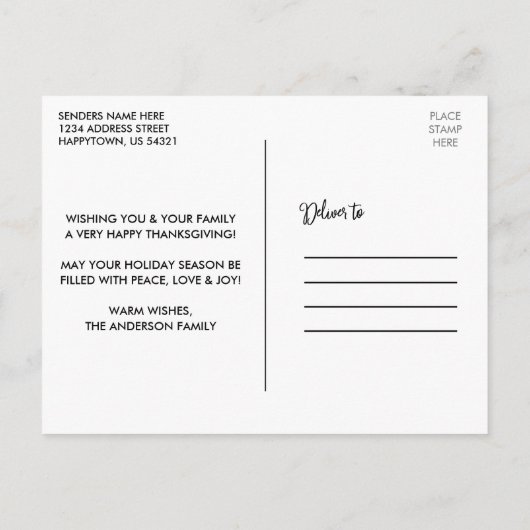 木の書道素朴ヴィンテージトラック感謝祭 ポストカード (裏面)