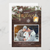 木の書道素朴写真のクリスマス シーズンカード (正面/裏面)