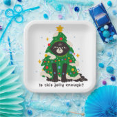 木の服を着た不機嫌な黒猫 ペーパープレート (パーティー)