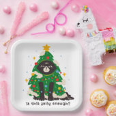 木の服を着た不機嫌な黒猫 ペーパープレート (パーティー)