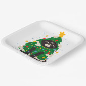 木の服を着た不機嫌な黒猫 ペーパープレート (傾斜あり)