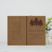 木の木の茶色のウッドランドの結婚式プログラム (スタンド正面)