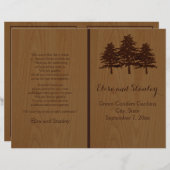 木の木の茶色のウッドランドの結婚式プログラム (正面/裏面)