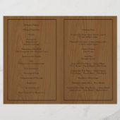 木の木の茶色のウッドランドの結婚式プログラム (裏面)