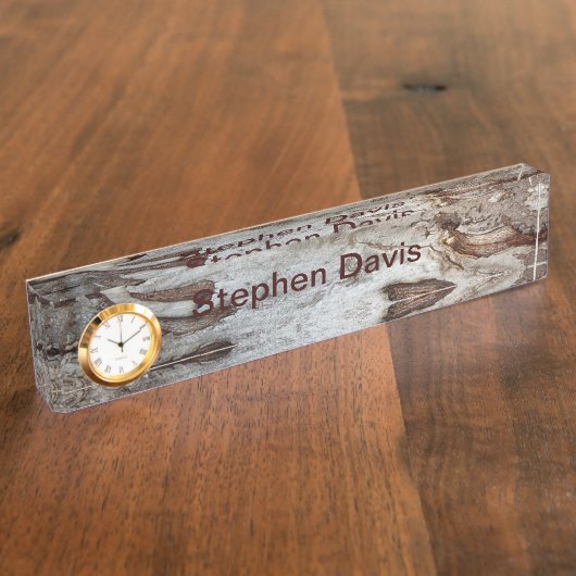 木の木製の吠え声のネームプレート デスクネームプレート (側面)