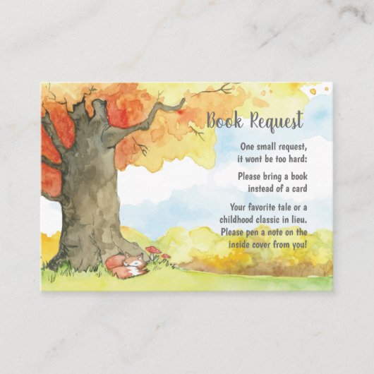 木の本の要求カードの下の睡眠のキツネ 名刺 (正面)