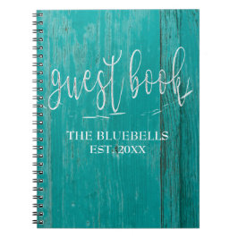 木の材木のパーソナライズな素朴なビーチハウス ノートブック