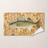 木の板に浮かべるワライ型パイク バスタオルセット (ハンドタオル)