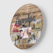 木の板に素朴の写真 ラージ壁時計 (傾斜)