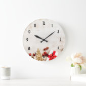 木の板に載るクリスマスをテー素朴マにしたアイテム ラージ壁時計 (ホーム)