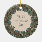 木の板に飾られたペットの写真 セラミックオーナメント (裏面)