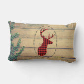 木の板に〔雄ジカの〕枝角を付けた鹿葉頭 ランバークッション (裏面)