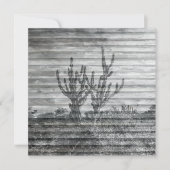 木の板上のサボテンの植物のモノクロ写真 カード (正面)