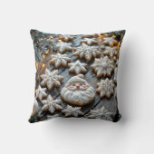 木の板上のファームハウススタイルのクリスマスシュガー cookies クッション (裏面)