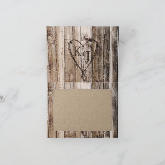 木の板素朴ハートエッチングサンキューカード サンキューカード (内部)