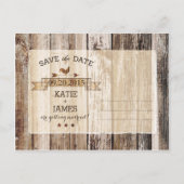 木の板素朴ハートエッチング日付を保存 案内ポストカード (裏面)