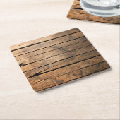 木の板 スクエアペーパーコースター (アングル)