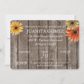 木の板 秋の花 オーダーメイド 誕生日招待状 招待状 (裏面)