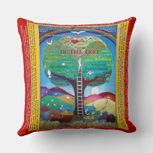 木の枕-神霊のフルーツ--があって下さい クッション (裏面)