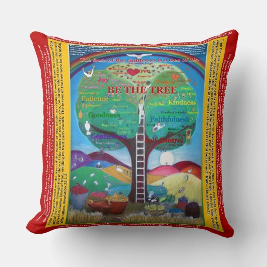 木の枕-神霊のフルーツ--があって下さい クッション (正面)