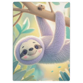 木の枝から逆さまにぶら下がっている漫画のナマケモノ クリップボード (裏面)