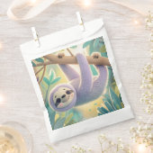 木の枝から逆さまにぶら下がっている漫画のナマケモノ フェイバーバッグ (クリップ留めされた状態)