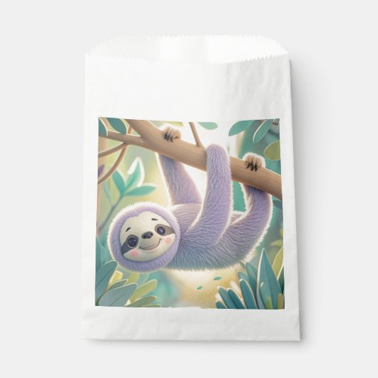 木の枝から逆さまにぶら下がっている漫画のナマケモノ フェイバーバッグ (正面)