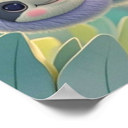 木の枝から逆さまにぶら下がっている漫画のナマケモノ ポスター (角)