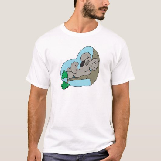 木の枝で眠るかわいいコアラ Tシャツ (正面)