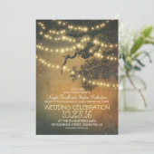 木の枝とストリングライトのウェディング 招待状 (スタンド正面)